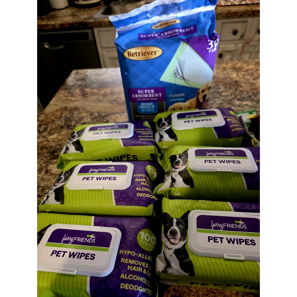LOT Of 7!.Furry Friends Pet Wipes. Pads. Retriever